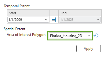Area of Interest Polygon parameter in the Configure Extent drop-down menu
