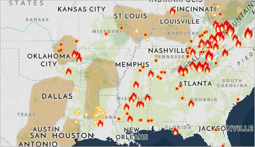 Map with air quality shown