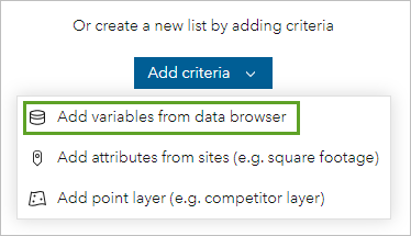 Add variables from data browser option