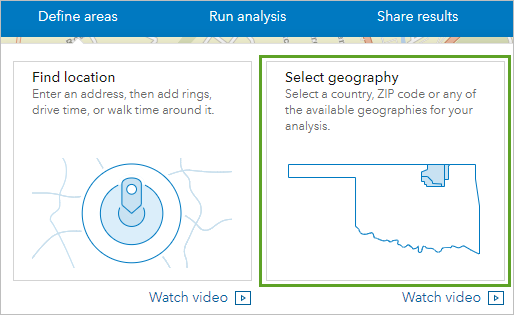 Select geography option