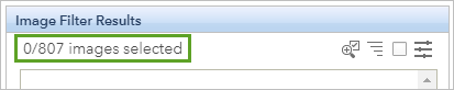 Image Filter Results window showing that 0 images are selected.