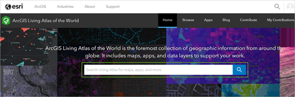 ArcGIS Living Atlas of the World search bar