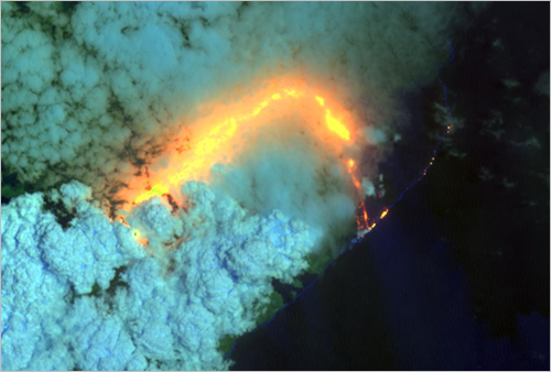 Landsat SWIR 2 SWIR 1 Red (07/17/2018) layer on the map