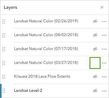 Visibility for the Landsat Natural Color (03/27/2018) layer