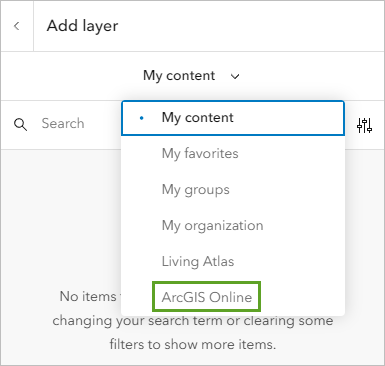 ArcGIS Online option