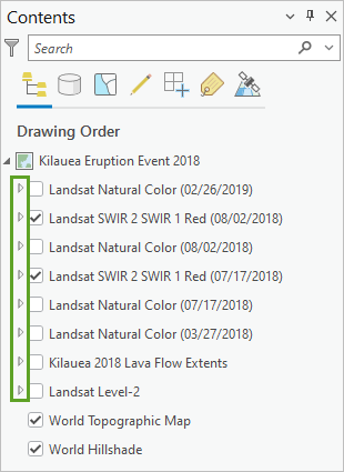 Contents pane with collapsed layers
