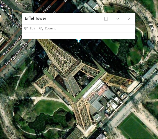 Map zoomed to the Eiffel Tower.