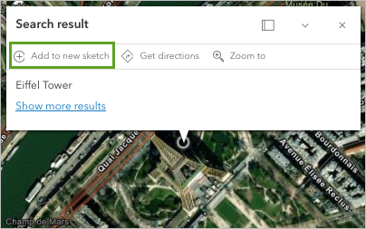 Add to new sketch on the Search result pop-up