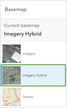 Imagery Hybrid in the basemap gallery