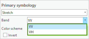 Drop-down list for the Band parameter