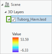 Expanded Tuborg_Havn.lasd layer on the Contents pane