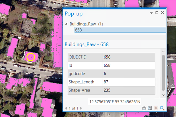 Pop-up with the Shape_Area attribute highlighted