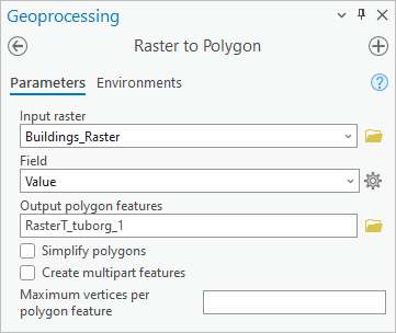 Raster to Polygon tool parameters
