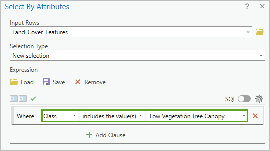 Select By Attributes window