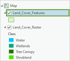 Land_Cover_Features layer selected