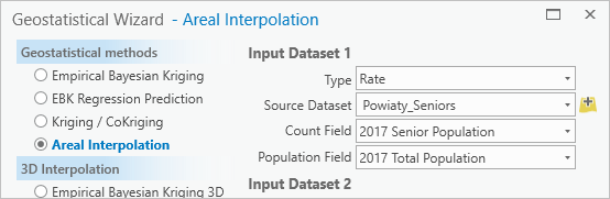 Areal Interpolation selected in the Geostatistical Wizard with Type set to Rate