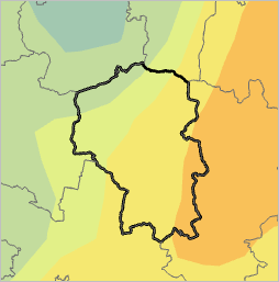 Kluczborski powiat covers four colors on the underlying geostatistical layer