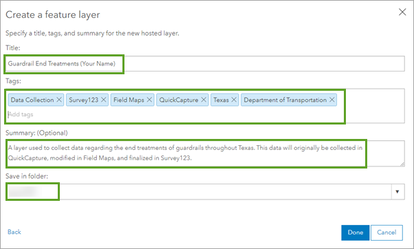 New feature layer parameters