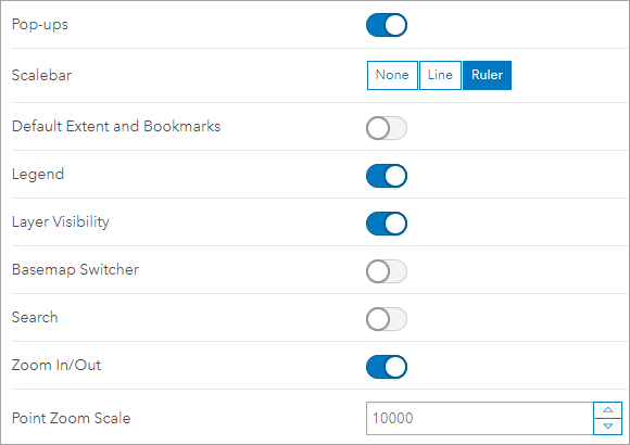 Options for the map