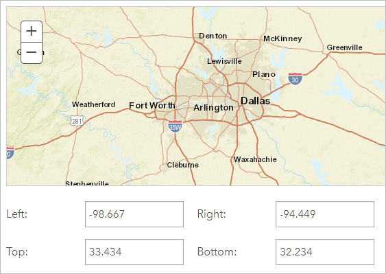 Default extent set to Dallas, Texas