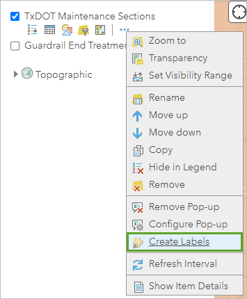 Create Labels option