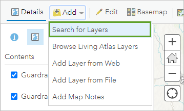 Search for Layers option in the Add menu