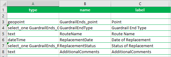 Survey after rows have been deleted