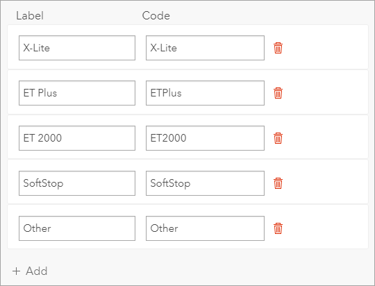 List items for the Guardrail End Type field