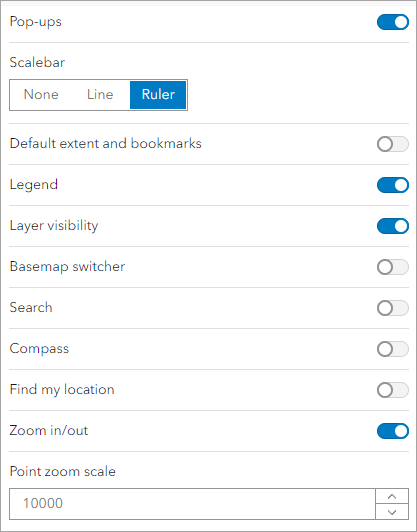 Options for the map