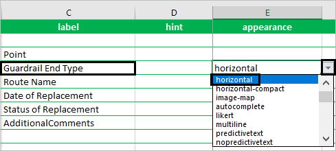 Changes made to the appearance column