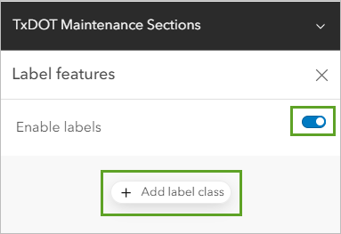 Create Labels option