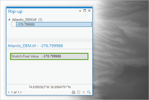 Stretch.Pixel Value in a pop-up window
