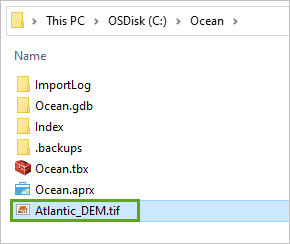 New DEM files in the Ocean folder