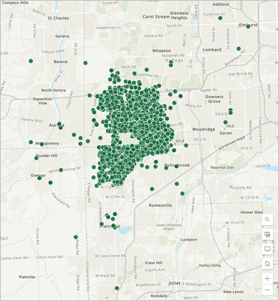 Map showing the fire incident data