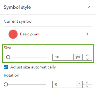 Size parameter set to 10 px