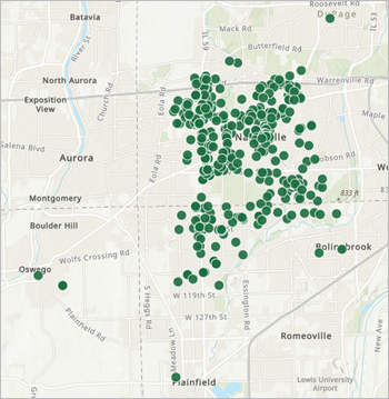 Map filtered to codes between 100 and 199