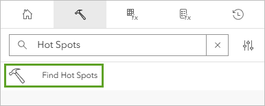 Find Hot Spots tool in list of search result