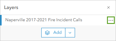 Options button for the fire incident calls layer