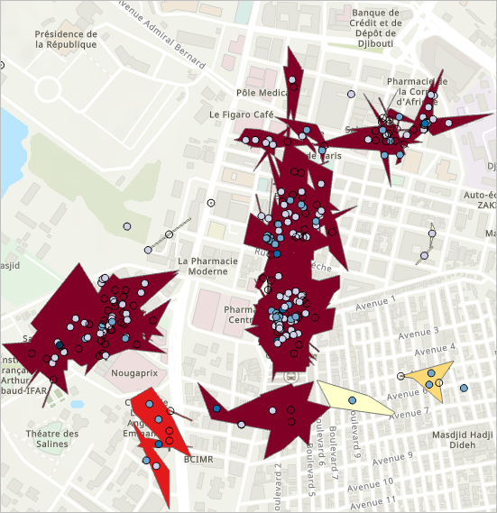 Map zoomed in to show meeting areas