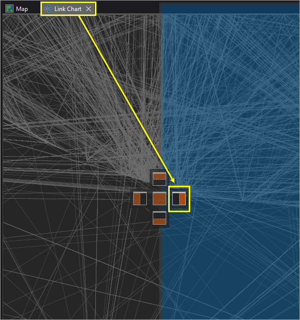 Link Chart view tab dragged to right drop zone