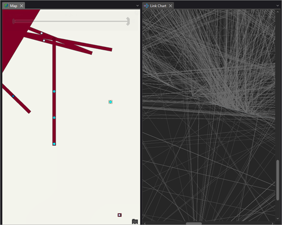 Map and link chart docked side by side