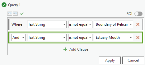 Definition query with added clause