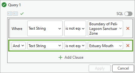 Definition query with added clause