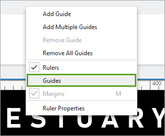 Guides check box unchecked in the ruler's context menu