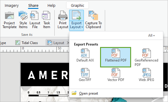 Flattened PDF in the Export Layout gallery