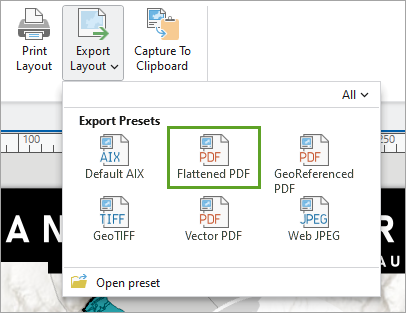 Flattened PDF in the Export Layout gallery