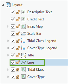 Line element positioned in the Contents pane