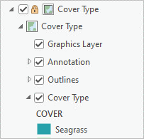 Cover Type map frame and map in the Contents pane
