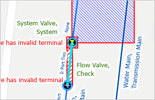 Selected water main line on the map