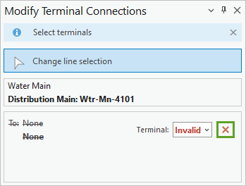 Remove button in the Modify Terminal Connections pane